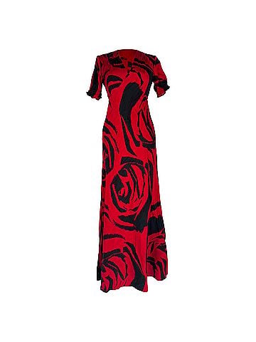 Diane von Furstenberg Diane von Furstenberg Walker Printed Satin Maxi Dress in Red Rayon (view 1)