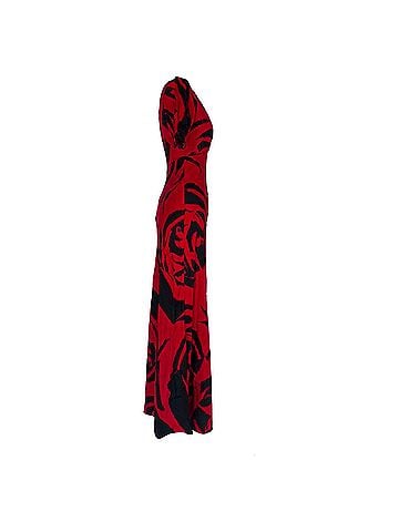 Diane von Furstenberg Diane von Furstenberg Walker Printed Satin Maxi Dress in Red Rayon (view 2)