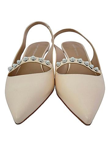 Stuart Weitzman Stuart Weitzman Crystal Embellished Pumps in Beige Leather (view 2)