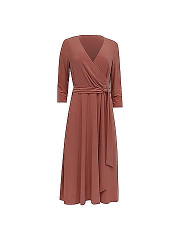 Ralph Lauren Lauren Ralph Lauren Surplice Jersey Midi Dress in Pink Polyester (view 1)