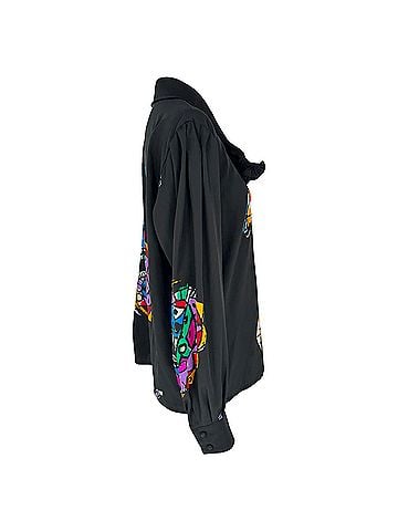Louis Féraud Louis Féraud Printed Long Sleeve Blouse in Black Silk (view 2)