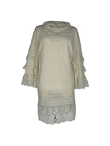 Saloni Saloni Lori B Pintucked Ruffled Mini Dress in White Cotton (view 1)