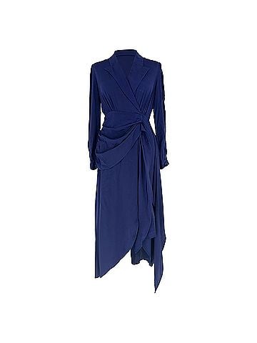 Diane von Furstenberg Diane Von Furstenberg Stella Wrap-Effect Midi Dress in Navy Blue Silk (view 1)