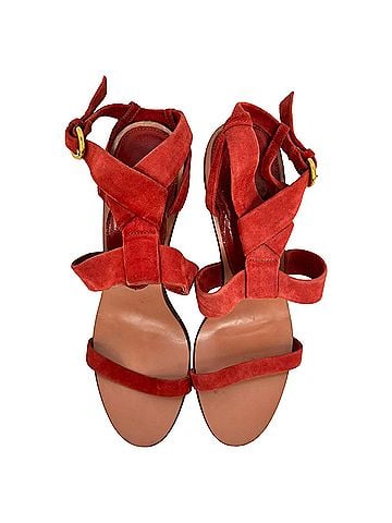 Sergio Rossi Sergio Rossi Ankle Strap Platform Sandal Heels in Red Suede (view 2)