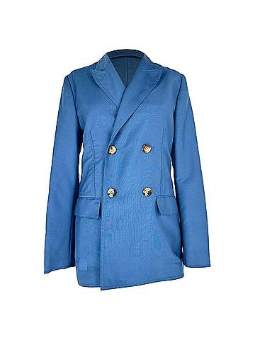 Lanvin Lanvin Double-Breasted Blazer in Blue Mohair Wool (view 1)