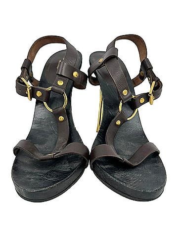 Gucci Gucci Kylie T-Strap Sandal Heels in Brown Leather (view 2)