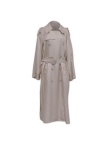 The Frankie Shop The Frankie Shop Double-Breasted Belted trench Coat in Beige Silk (view 1)