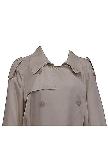 The Frankie Shop The Frankie Shop Double-Breasted Belted trench Coat in Beige Silk (view 2)