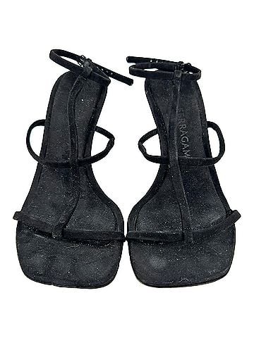 Salvatore Ferragamo Ferragamo Elina Sandal Heels in Black Goat Suede (view 2)