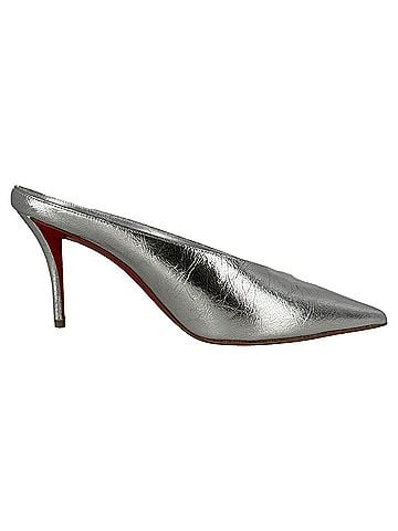 Christian Louboutin Christian Louboutin Miss Z 80 Metallic Mules in Silver Leather (view 1)