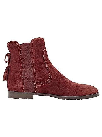 Aquazzura Aquazzura Frou Frou Ankle Boots in Red Suede (view 1)