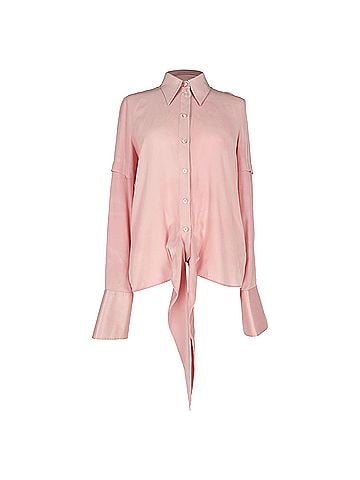 Victoria Beckham Victoria Victoria Beckham Button-Down Tie-Front Blouse in Pink Silk (view 1)