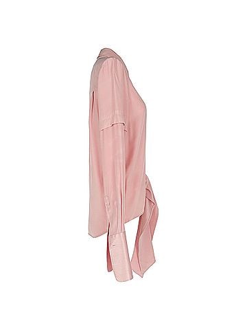 Victoria Beckham Victoria Victoria Beckham Button-Down Tie-Front Blouse in Pink Silk (view 2)