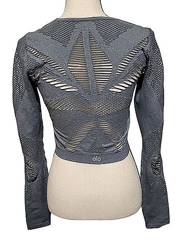 Alo Yoga Siren Lazer Cut Crop Active T-Shirt (view 2)