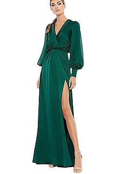 Mac Duggal Bishop Sleeve Faux Wrap Gown Casual Dress (view 1)