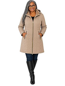 Preston & York Quilted Hooded Puffer Jacket Coat (view 1)