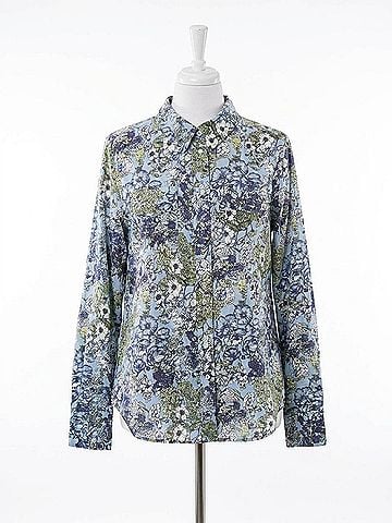 Gold Hawk Tropical Pocket Blouse in Blue Multi (view 1)