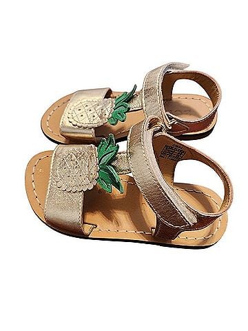 Mini Boden Gold Metallic Pineapple Sandals Sandals (view 2)
