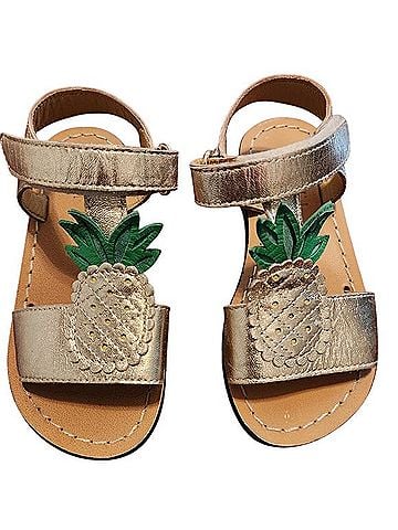 Mini Boden Gold Metallic Pineapple Sandals Sandals (view 1)