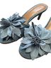 Anthropologie Blue Floral Appliqué Slide Sandals Heels - photo 2