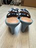 Anthropologie Blue Floral Appliqué Slide Sandals Heels - photo 4