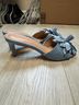 Anthropologie Blue Floral Appliqué Slide Sandals Heels - photo 5