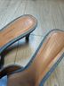 Anthropologie Blue Floral Appliqué Slide Sandals Heels - photo 3