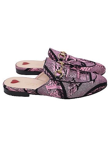 Gucci Gucci Princetown Printed Mules in Pink Canvas (view 1)