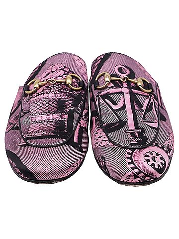 Gucci Gucci Princetown Printed Mules in Pink Canvas (view 2)