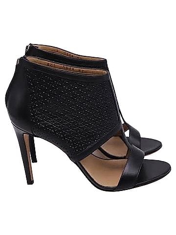 Salvatore Ferragamo Salvatorre Ferragamo Pacella Open-Toe Heels in Black Leather (view 1)