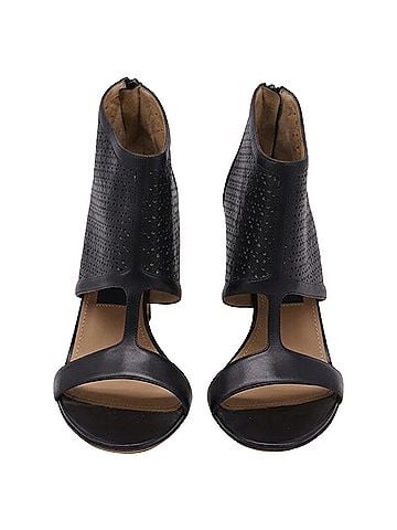 Salvatore Ferragamo Salvatorre Ferragamo Pacella Open-Toe Heels in Black Leather (view 2)