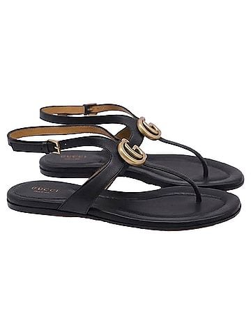 Gucci Gucci GG Marmont Ankle Strap Sandals in Black Leather (view 1)
