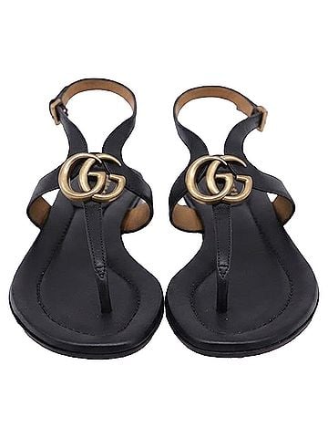 Gucci Gucci GG Marmont Ankle Strap Sandals in Black Leather (view 2)