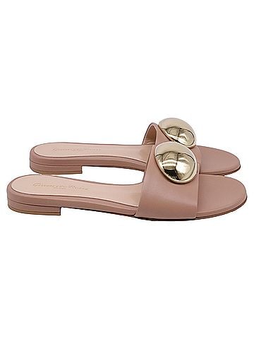 Gianvito Rossi Gianvito Rossi Embellished Slide Sandals in Beige Lamb Leather (view 1)