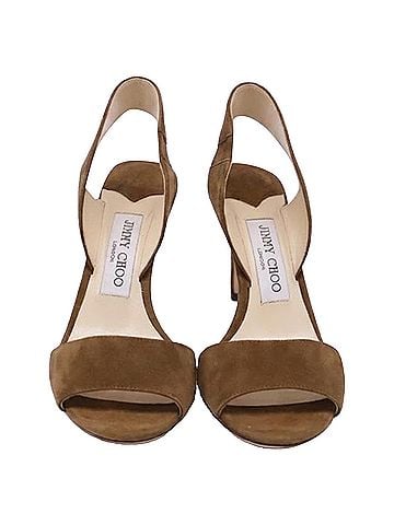 Jimmy Choo Jimmy Choo Slingback Sandal Heels in Brown Suede (view 2)