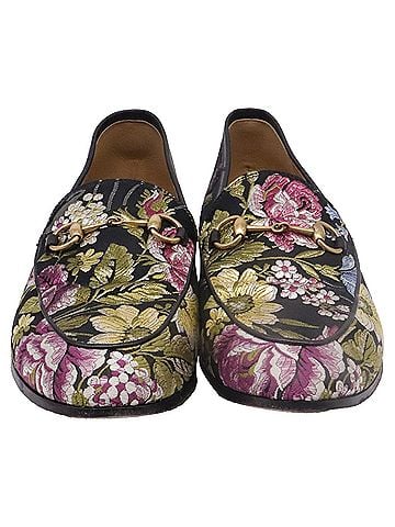 Gucci Gucci Jordaan Floral-Jacquard Loafers in Multicolor Satin (view 2)