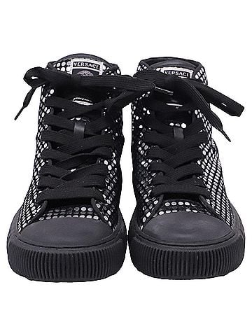 Versace Versace Greca Sequined high-Top Sneakers in Black Velvet (view 2)