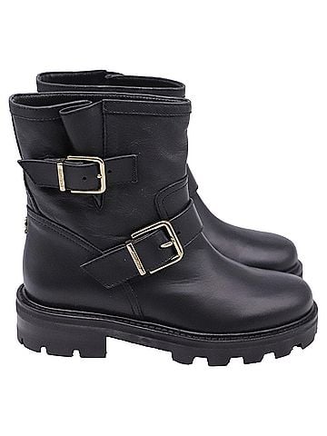 Jimmy Choo Jimmy Choo Youth II Buckled Ankle Boots in Black Calf Leather (view 1)