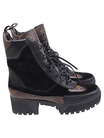 Louis Vuitton Louis Vuitton Laureate Platform Desert Boots in Black Leather (view 1)