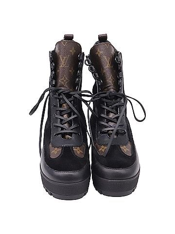 Louis Vuitton Louis Vuitton Laureate Platform Desert Boots in Black Leather (view 2)