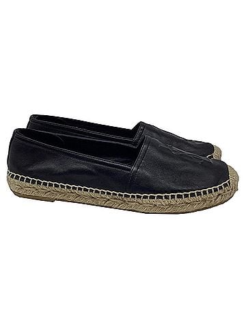 Saint Laurent Yves Saint Laurent Espadrille Sandals in Black Leather (view 1)