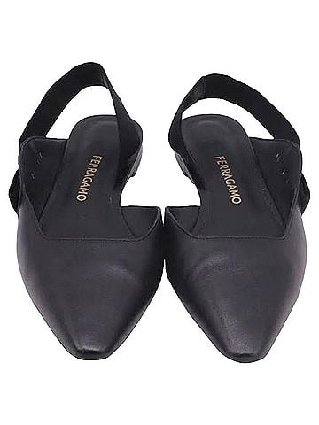 Salvatore Ferragamo Ferragamo Vaina Slingback Ballet Flats in Black Leather (view 2)