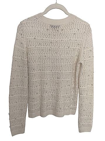 Aqua cashmere open work crewneck sweater Cashmere Pullover Sweater (view 2)
