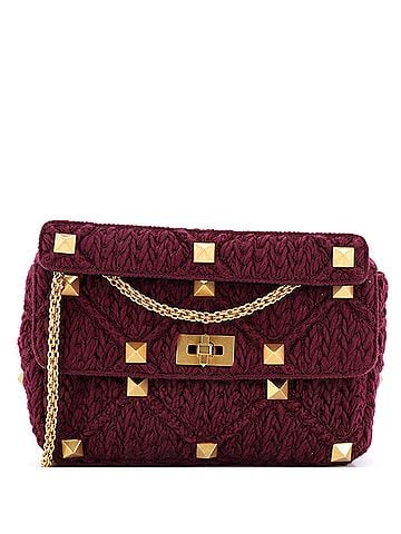 Valentino Garavani Roman Stud Flap Bag Knitted Cashmere Large (view 1)