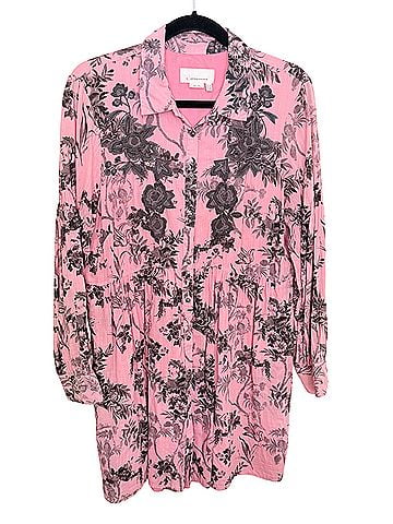 Anthropologie pink and black toile tunic dress Casual Dress (view 1)
