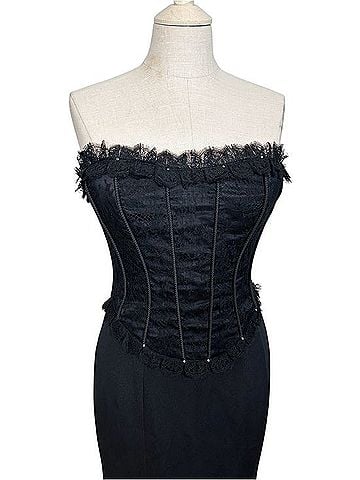Escada Couture Black Lace Corset Gown Cocktail Dress (view 2)