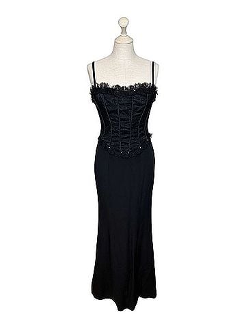 Escada Couture Black Lace Corset Gown Cocktail Dress (view 1)