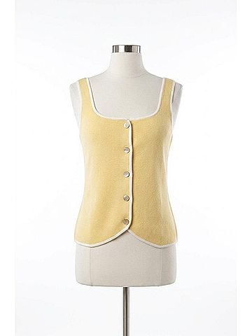 Skies Are Blue Valentina Contrast Trim Knit Tank Top in Yellow (view 1)