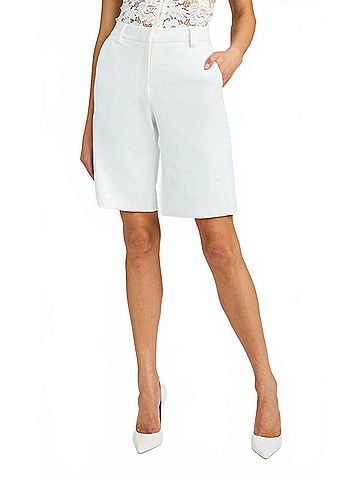 Generation Love Katina Crepe Bermuda Shorts in White (view 2)