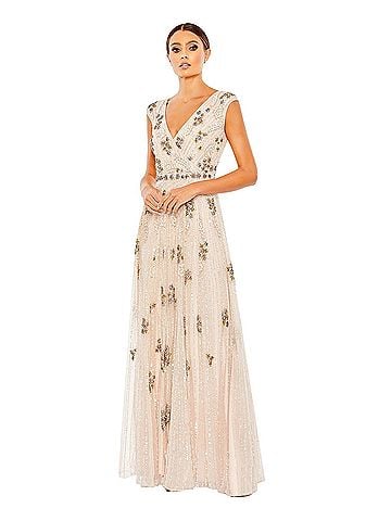 Mac Duggal Mac Duggal 93575 Embellished Wrap Over A-Line Gown Sz 14 Wedding Blush NWT $998 Cocktail Dress (view 2)
